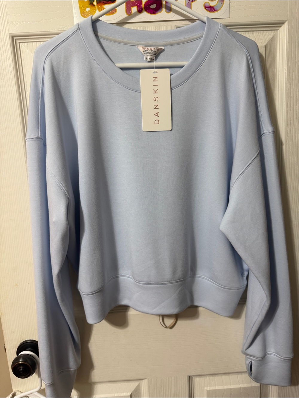 Danskin Pale Blue Relaxed Cropped Crewneck Sweatshirt (Only)